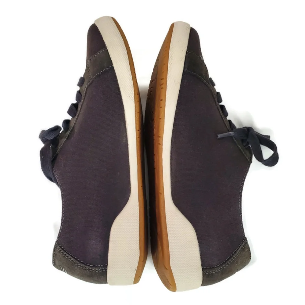 Dansko Olisa Brown Canvas and Suede Silver Metallic Floral Print Sneakers EU 38